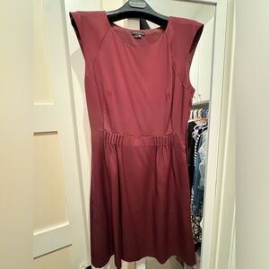 Theory Maroon Silk Sleeveless Fitted Dress - Size 2
